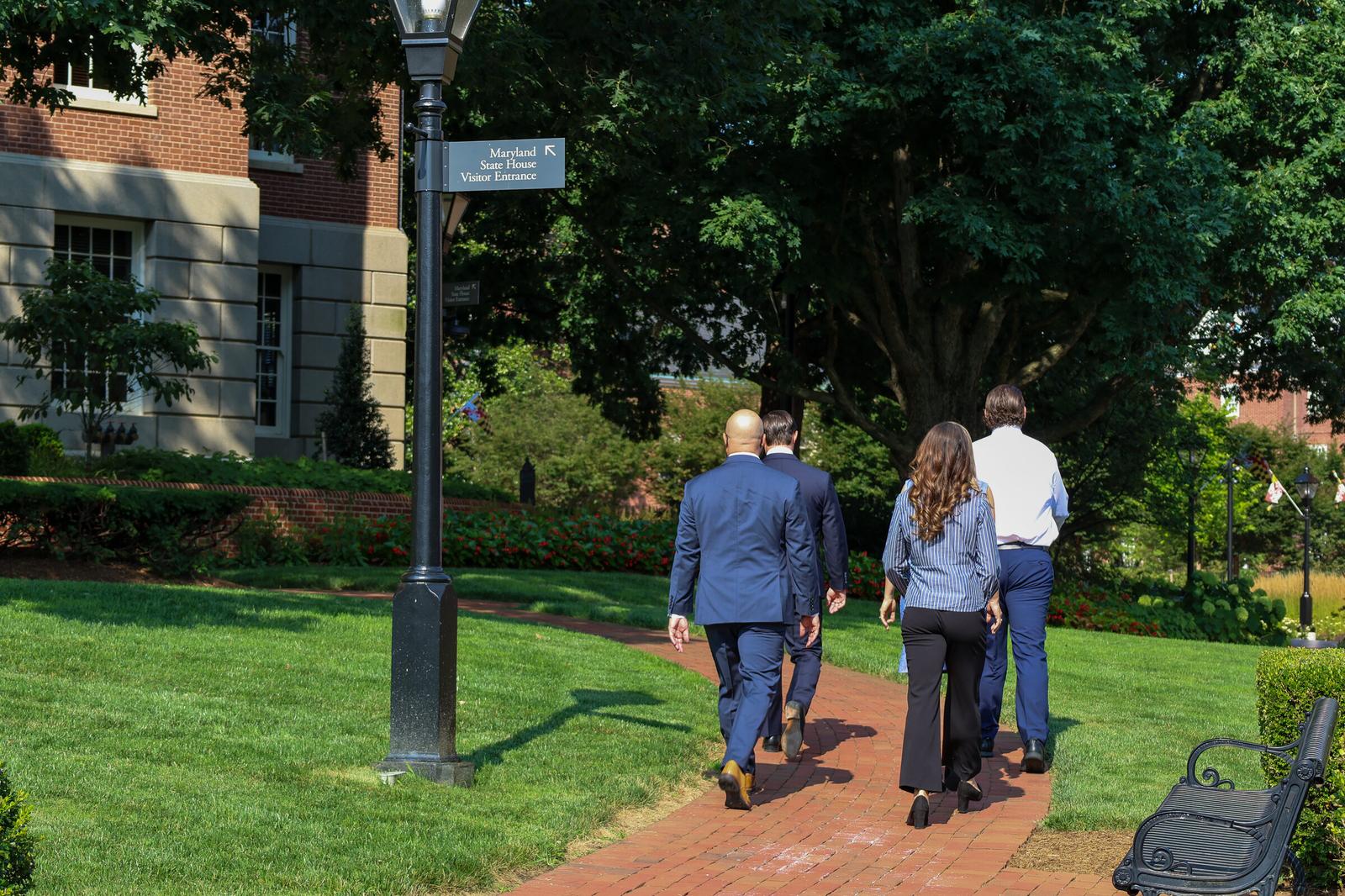 The Providence Strategies team walking the Maryland State House grounds in Annapolis
